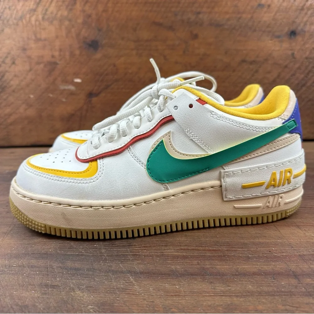 Nike Air Force 1 Shadow Summit Multi Color AF1 8.5 White, Yellow, and Green